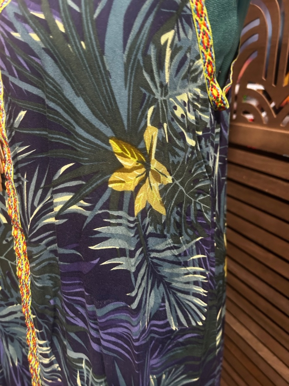 America & Beyond Tropical Maxi Dress Embroidered Trim Boho Festival - Picture 6 of 7